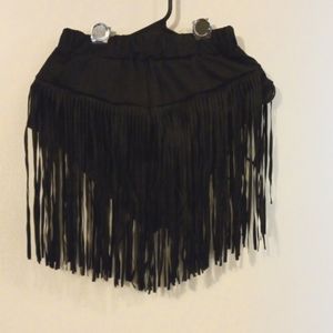Romwe high waist black fringe shorts